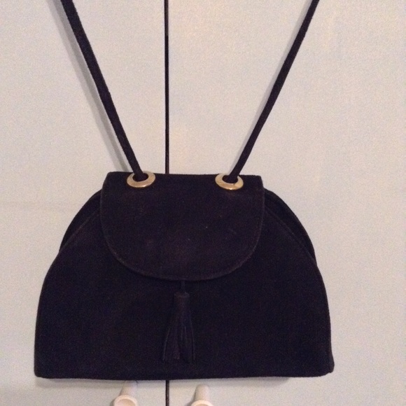 Vintage Black Suede Tassel Crossbody Purse - Picture 7 of 8